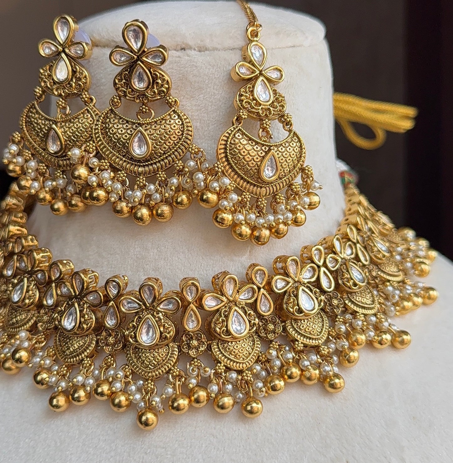 Fatima Gold Look Kundan Necklace Set