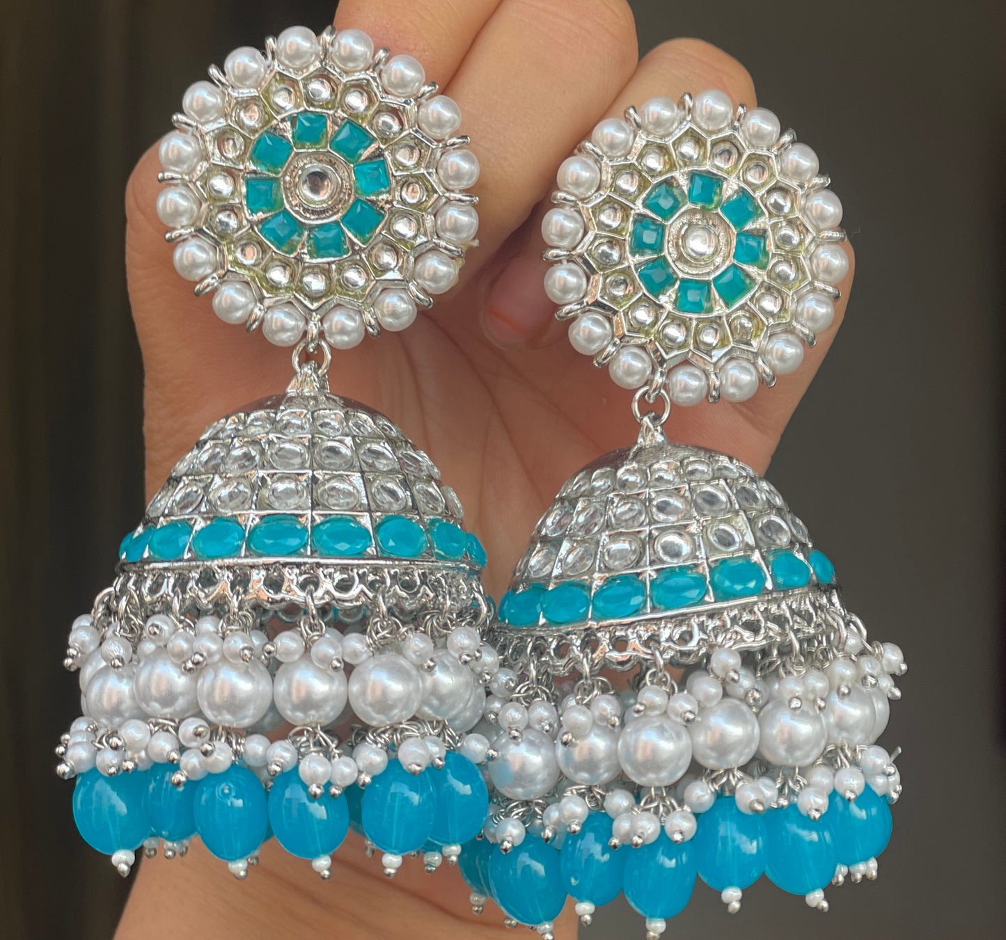 Mehendi Silver Jhumkas