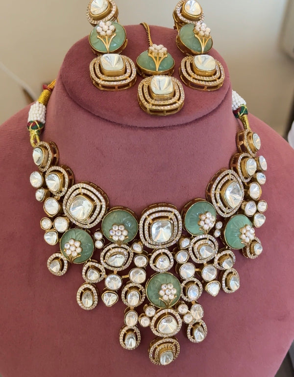 Statement Uncut Kundan Polki Necklace Set