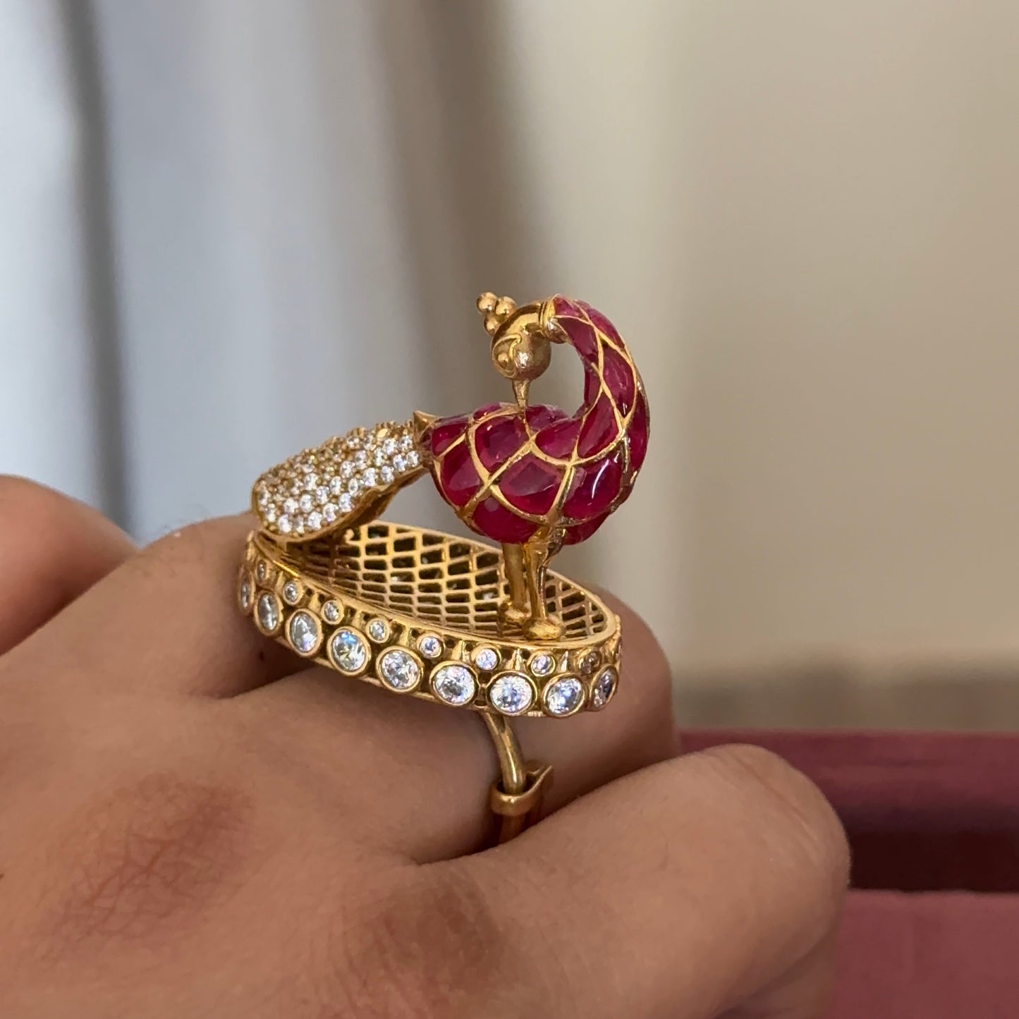 Peacock Polki Statement Ring