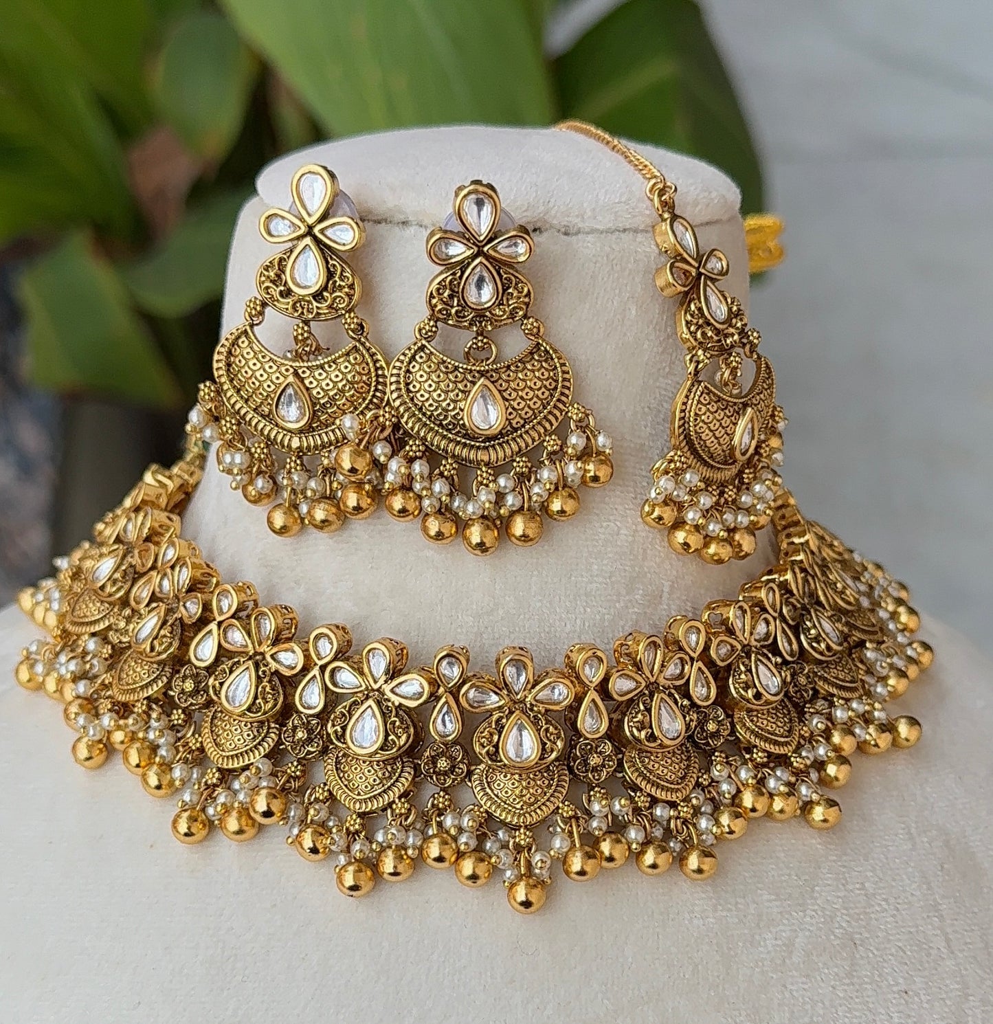 Fatima Gold Look Kundan Necklace Set