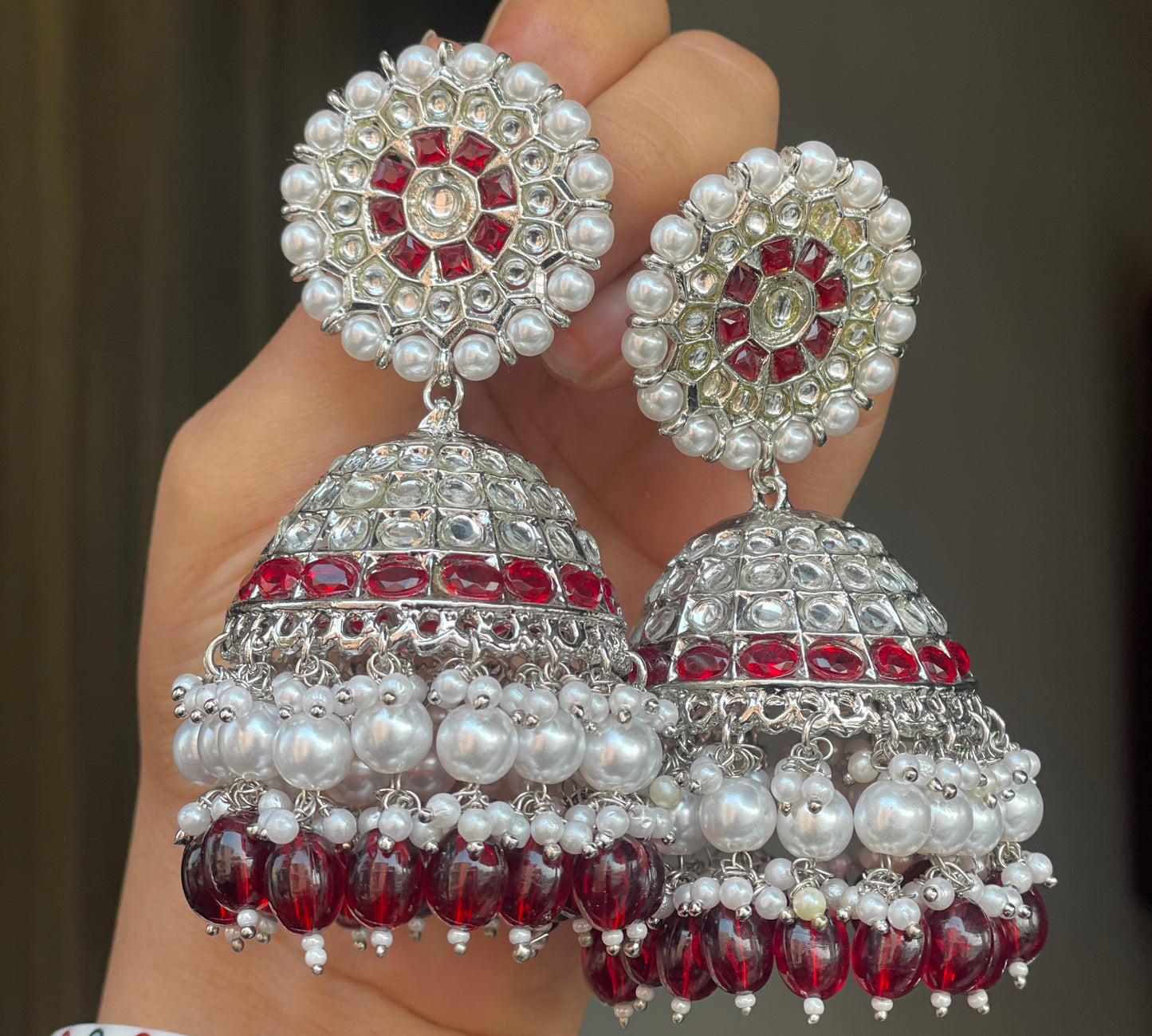 Mehendi Silver Jhumkas