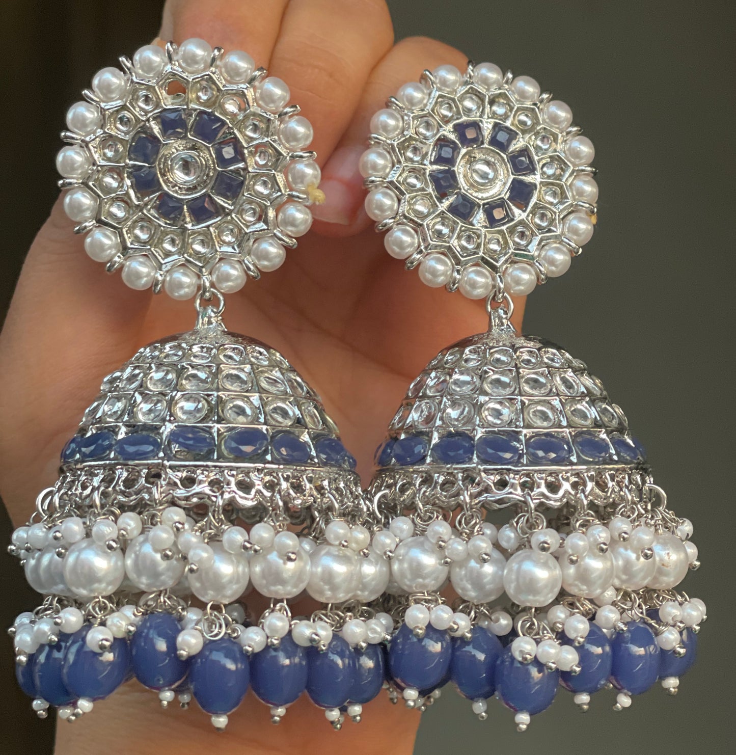 Mehendi Silver Jhumkas