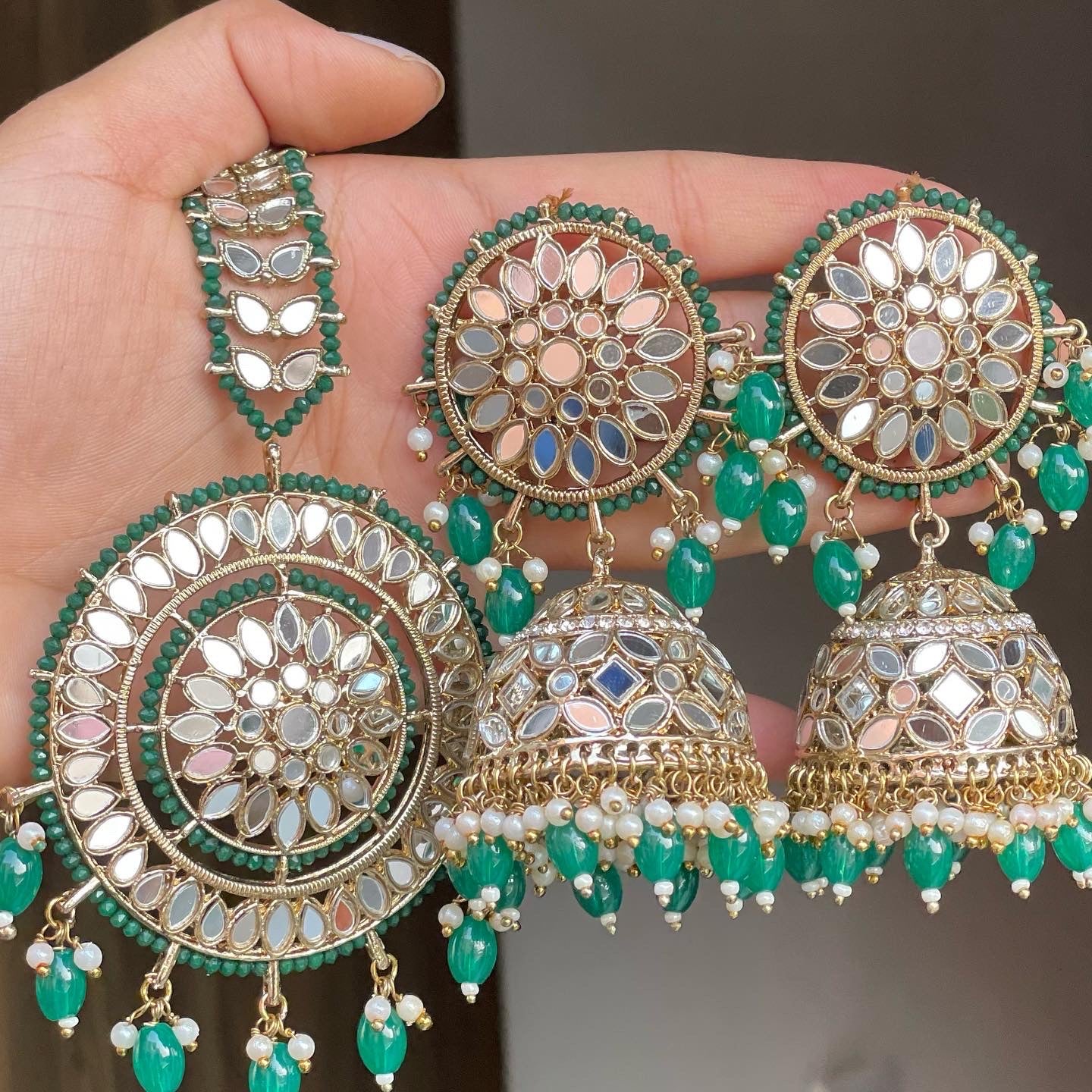 Bhaavi Mirror Earrings Tikka