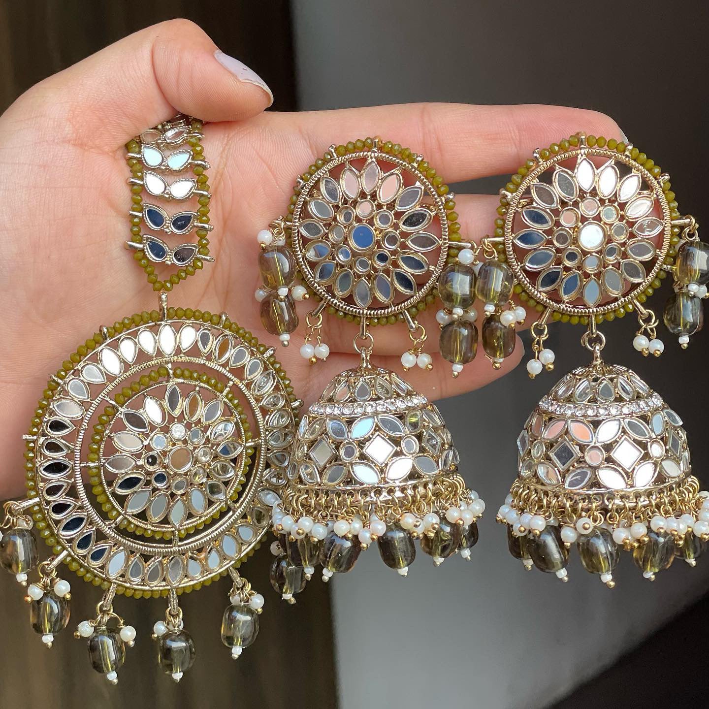 Bhaavi Mirror Earrings Tikka