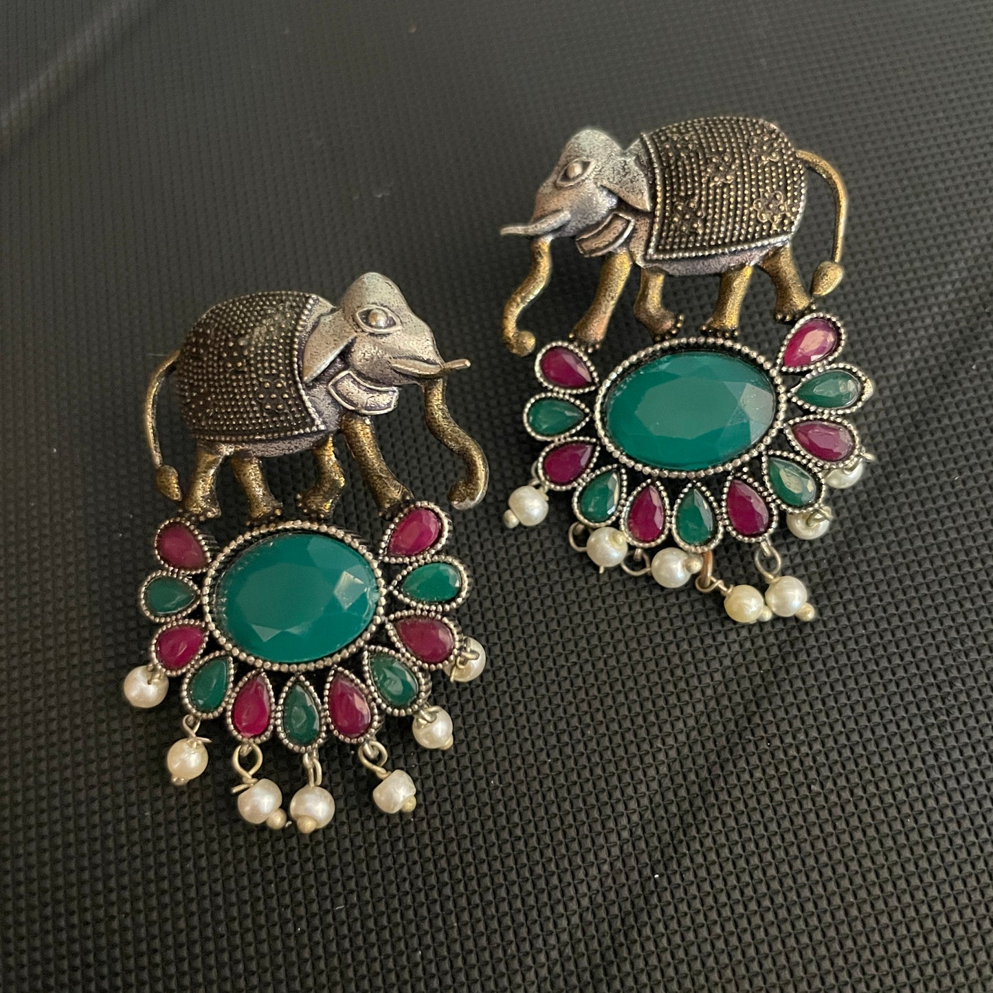 German Silver Hathi Earrings