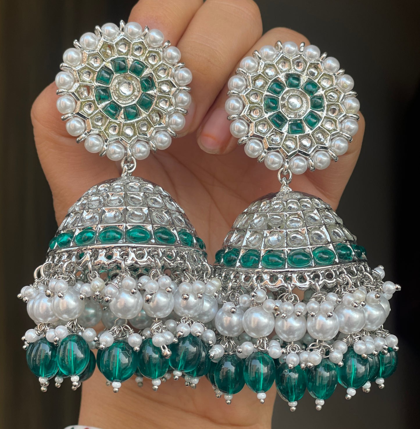 Mehendi Silver Jhumkas