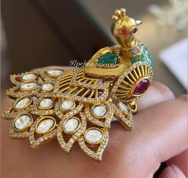 Peacock Statement Polki Ring