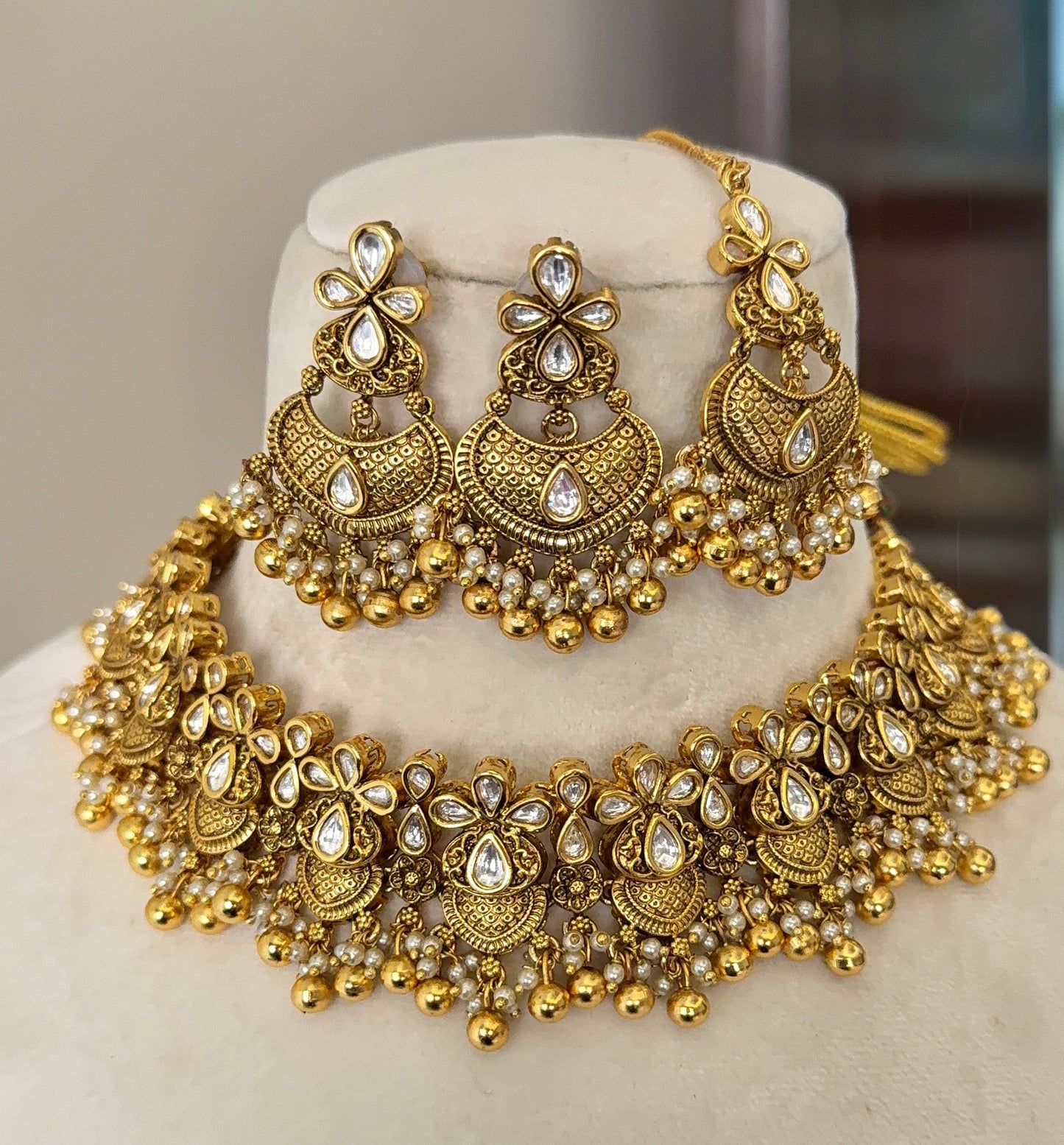 Fatima Gold Look Kundan Necklace Set