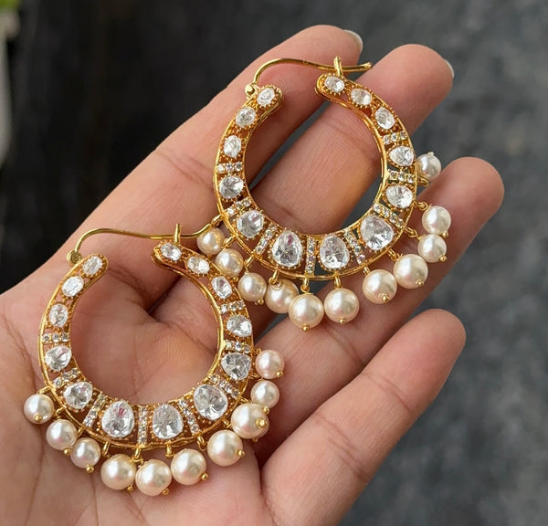 Moissanite Gold Plated Hoops