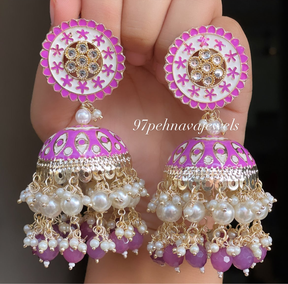 Meena jhumkas