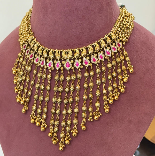 Premium Gold Plated Falling Necklace Set