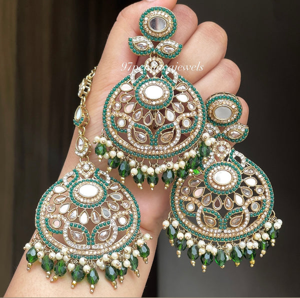 Nazmeet Mirror Earring Tikka Set