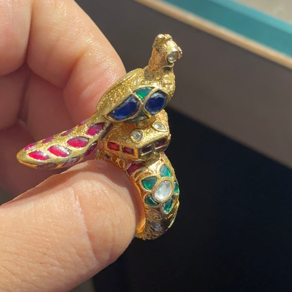 Peacock Jadau Ring