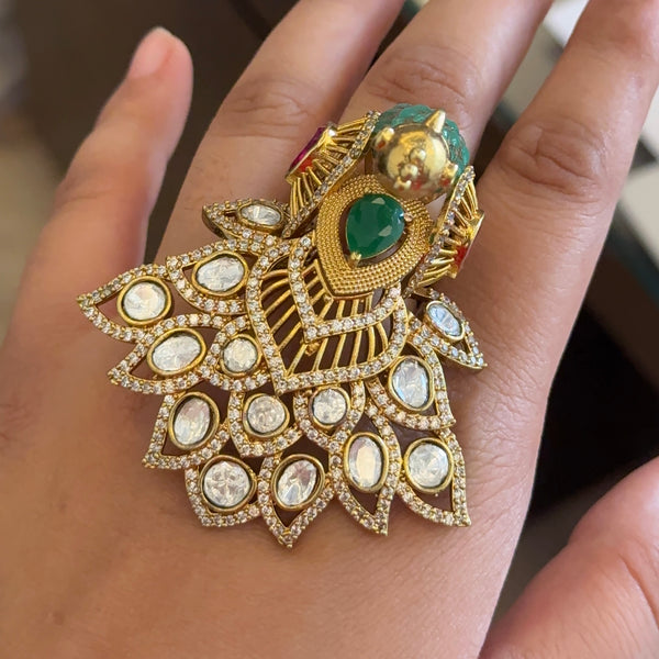 Peacock Statement Polki Ring