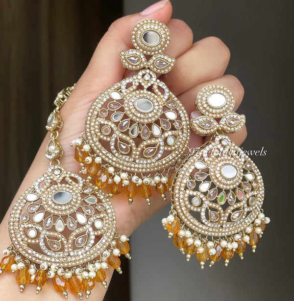 Nazmeet Mirror Earring Tikka Set