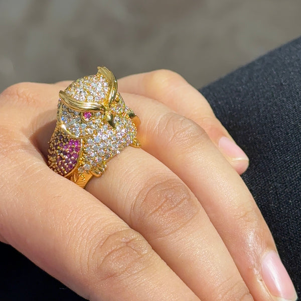 Owl Face Adjutstable Ring