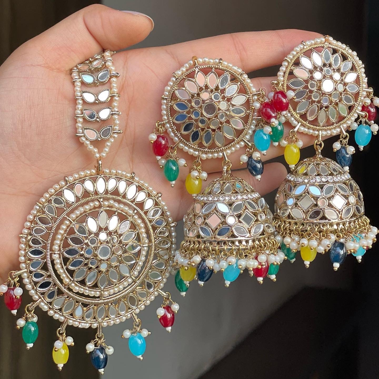 Bhaavi Mirror Earrings Tikka