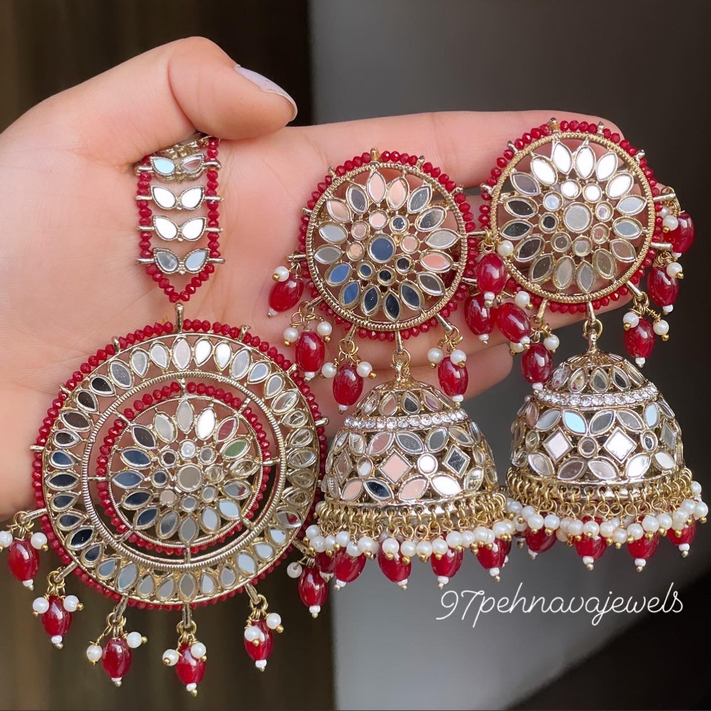 Bhaavi Mirror Earrings Tikka