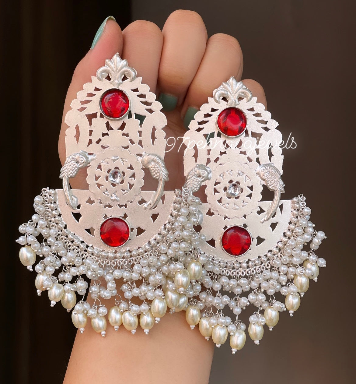 Piyu Silver Oversized Earrings
