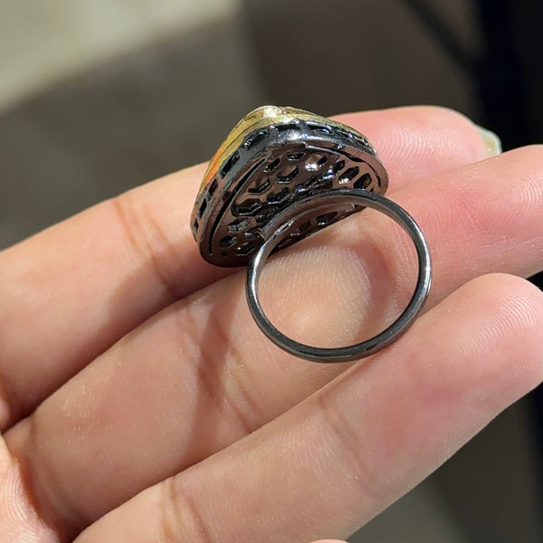 Antique Plated Uncut Kundan Ring
