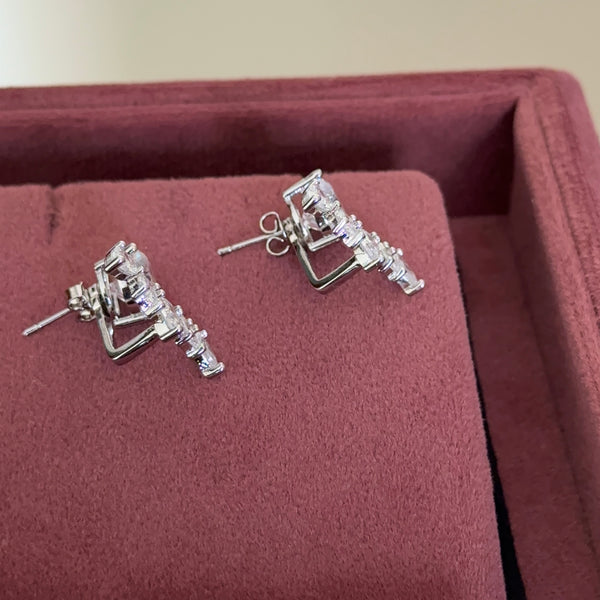 2 Style Rhodium Solitaire Studs