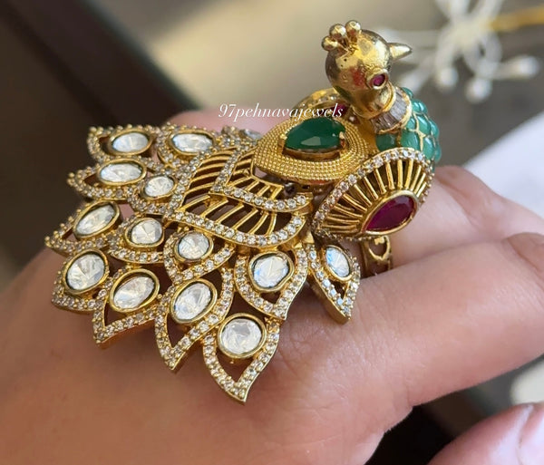 Peacock Statement Polki Ring