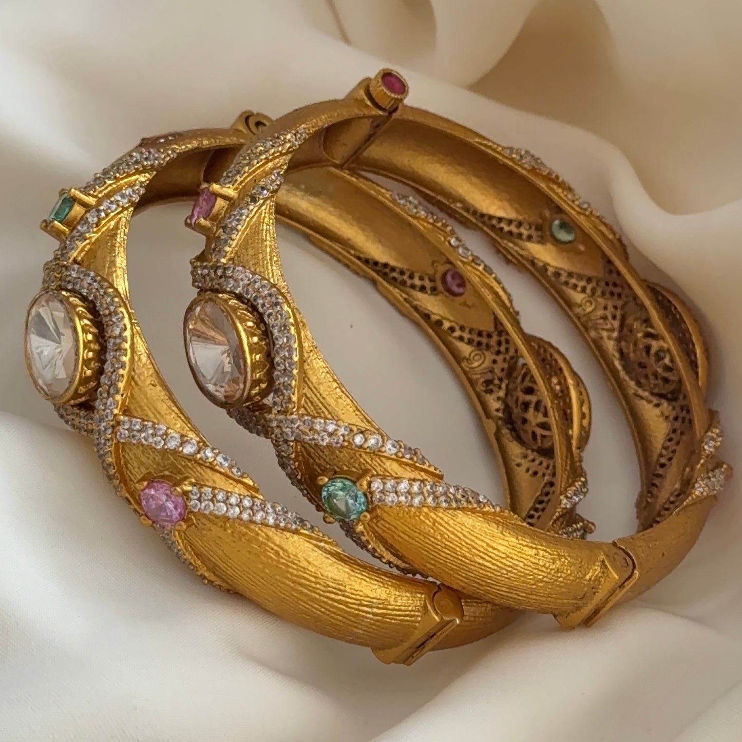 Nishika Matte Gold Opening Bangles