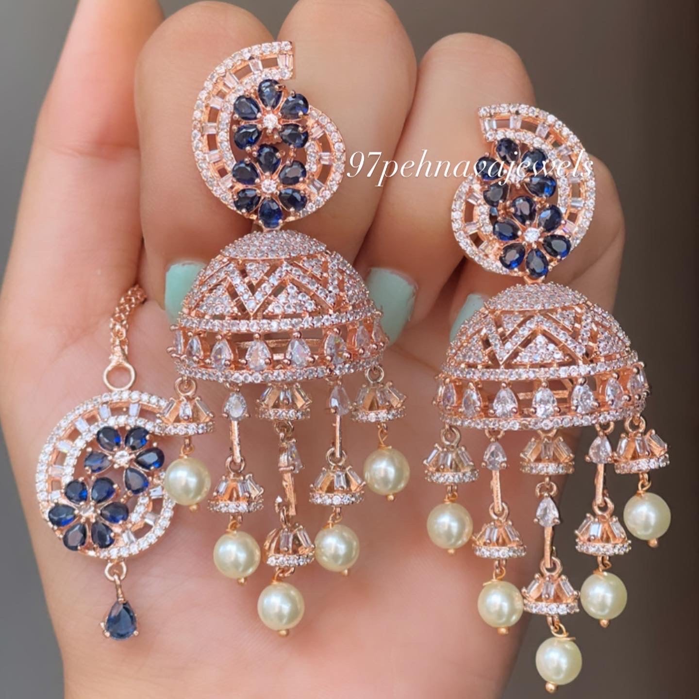 Rose Jhoomar Jhumka Tikka