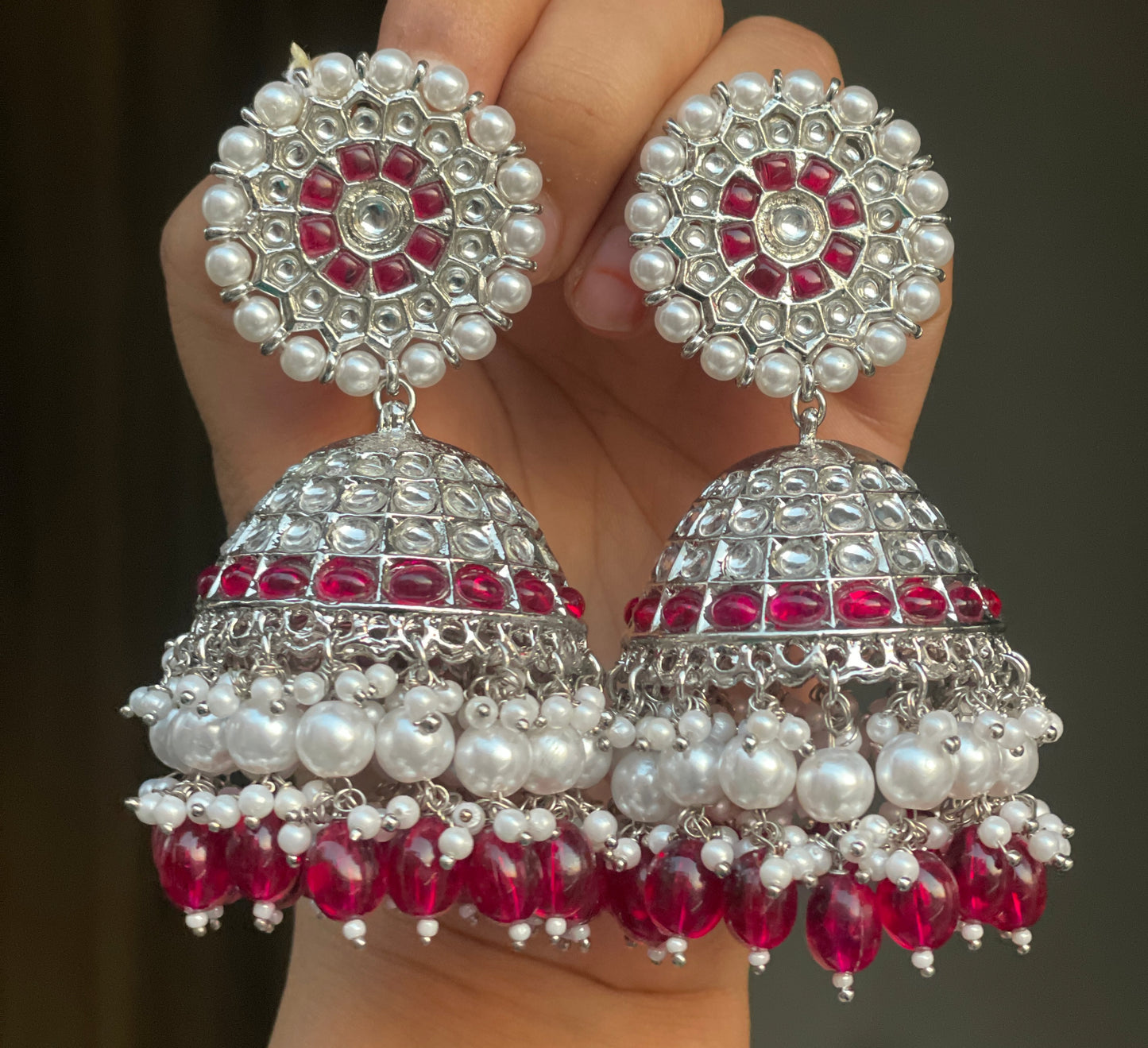 Mehendi Silver Jhumkas