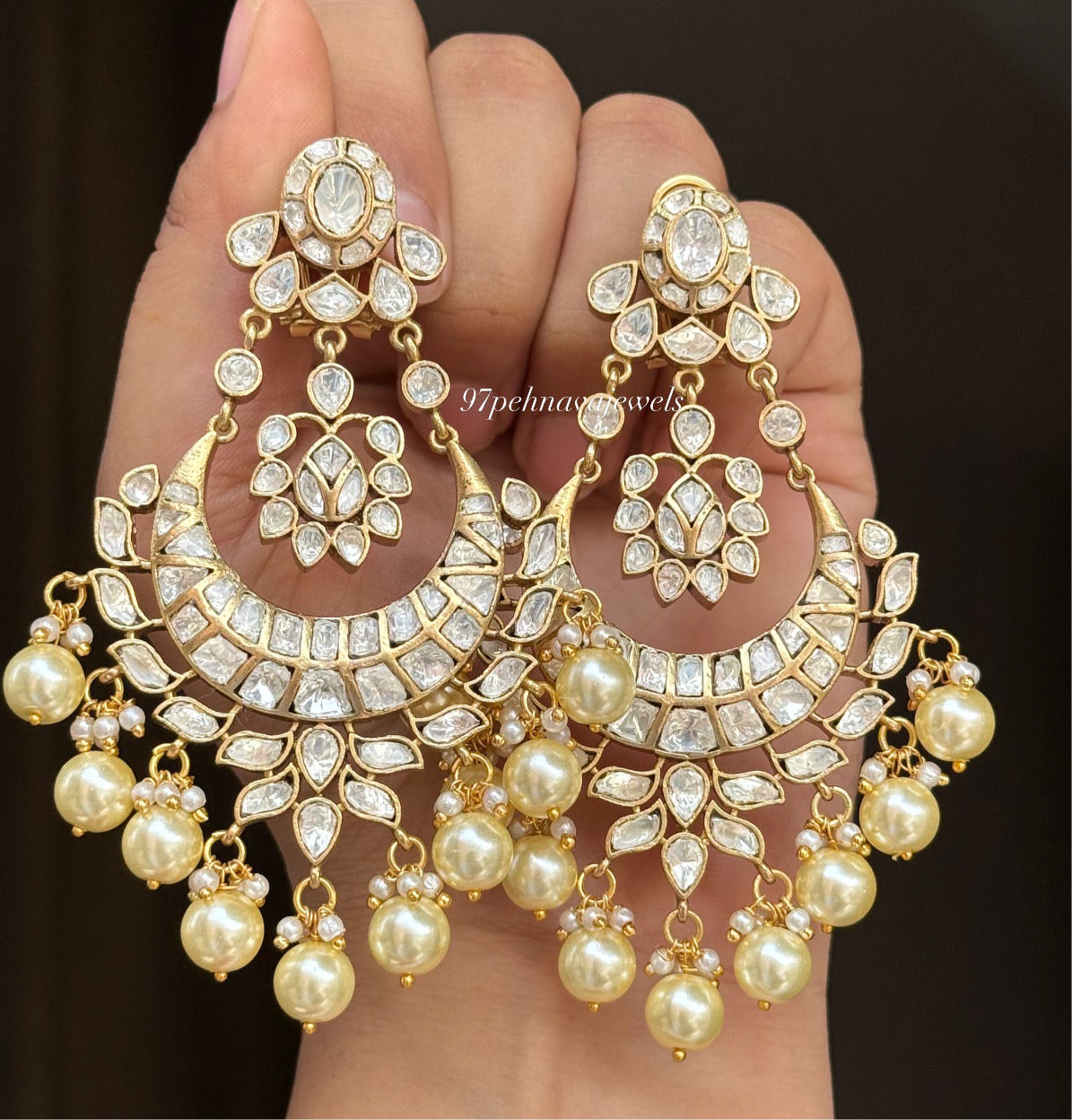 Dia Moissanite Polki Chaandbaali