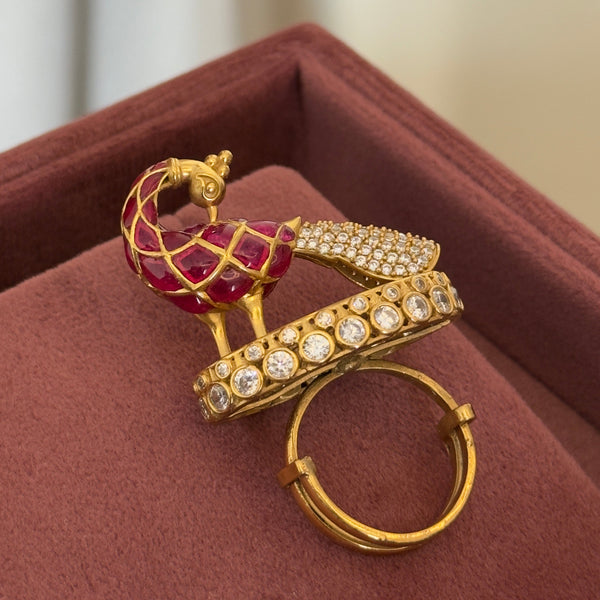 Peacock Polki Statement Ring