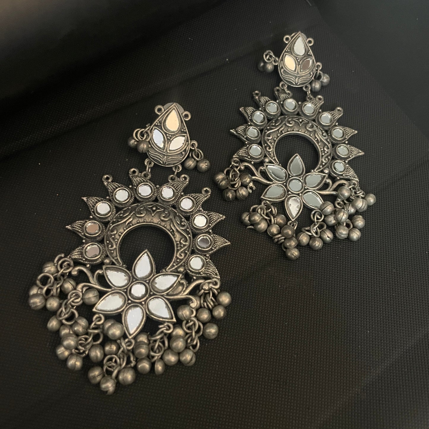 Mirror Oxidised Earrings