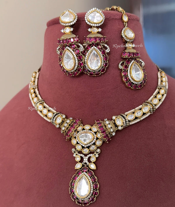 Roshika Uncut Polki Victorian Necklace
