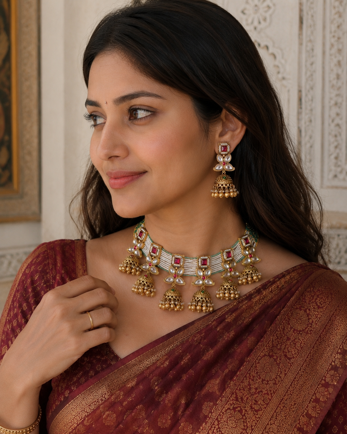 Rani Premium Kundan Necklace Set