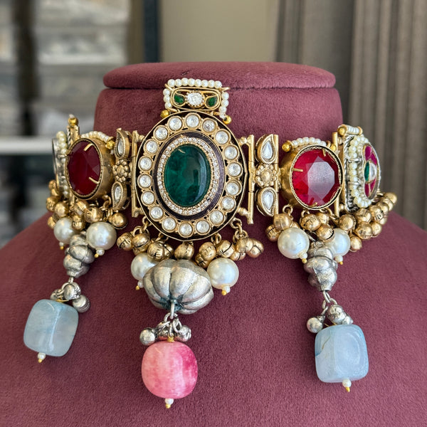 Swara Brass Handmade Fusion Necklace Set