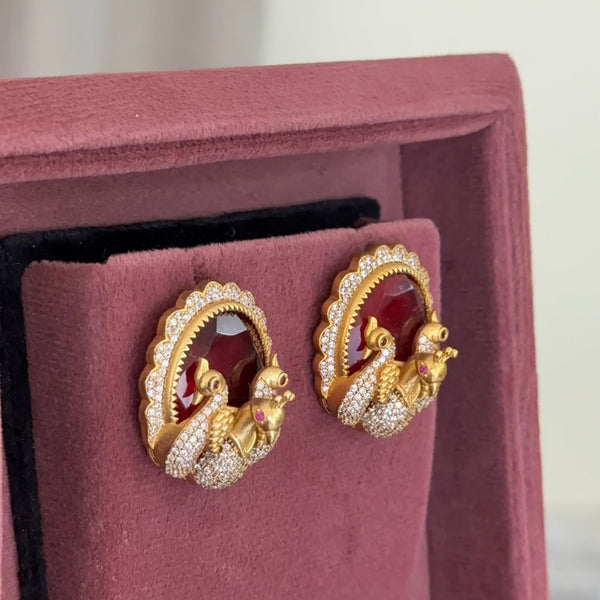 3D Peacock Doublet Studs