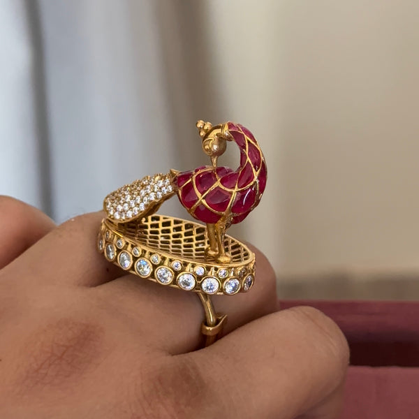 Peacock Polki Statement Ring