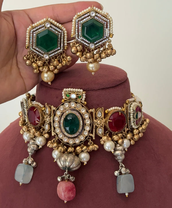 Swara Brass Handmade Fusion Necklace Set