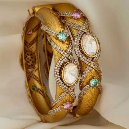 Nishika Matte Gold Opening Bangles
