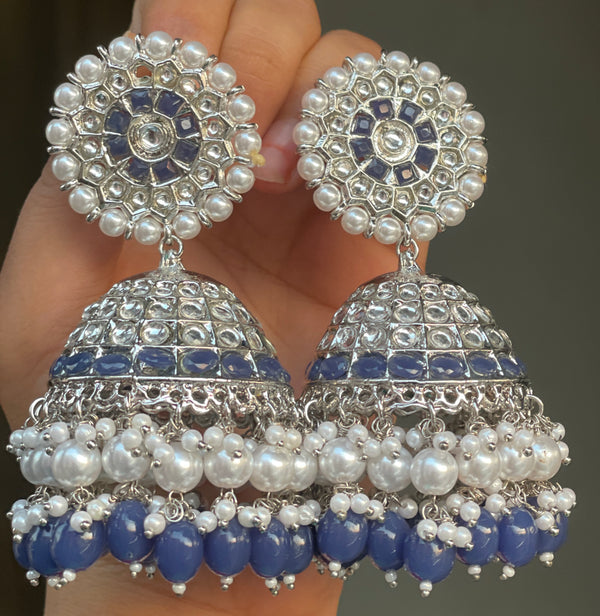 Mehendi Silver Jhumkas