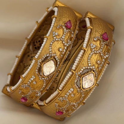 Stuthi Matte Gold Opening Bangles