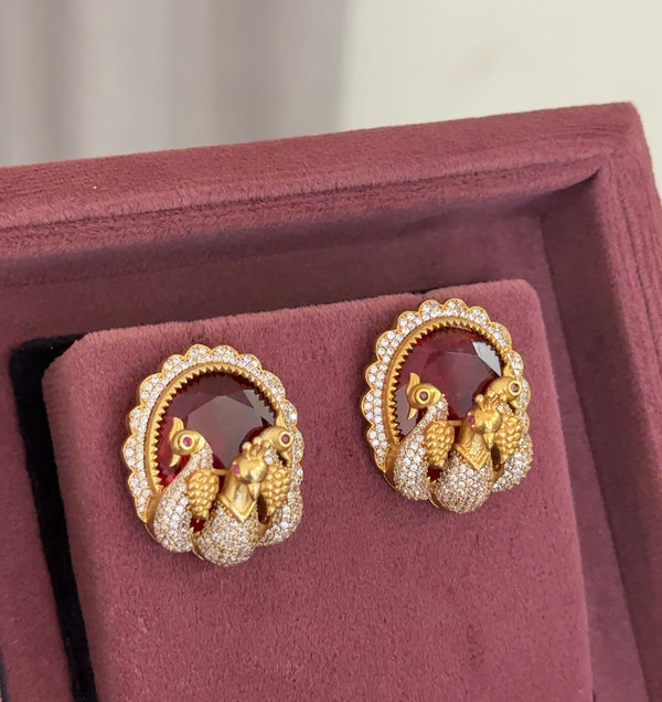 3D Peacock Doublet Studs