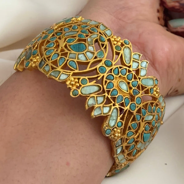 Jadau Gold Plated Turquoise Handcuff