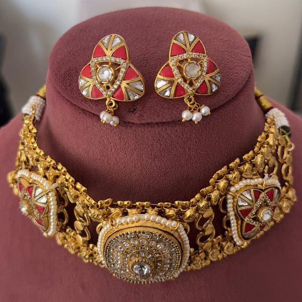 Anika Brass Handmade Fusion Necklace Set