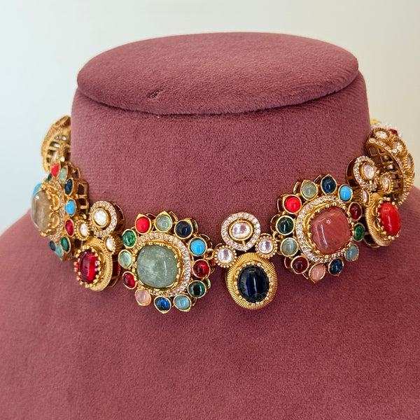 Sabya Navratna Necklace Set