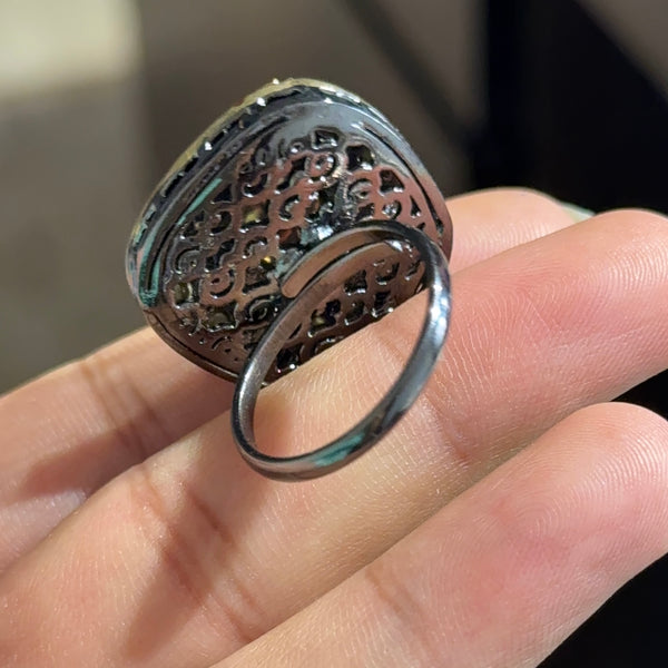 Antique Plated Uncut Kundan Ring