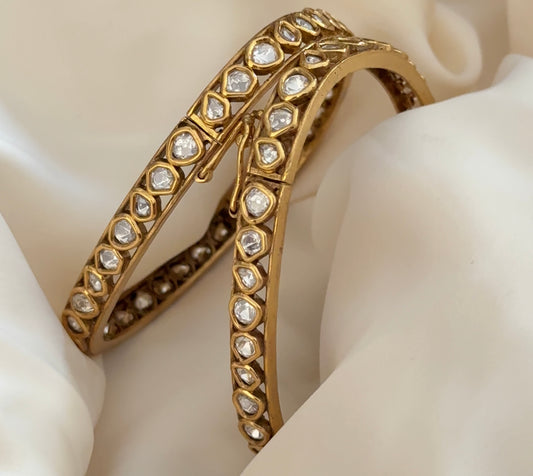 Triangular Polki Opening Bangles