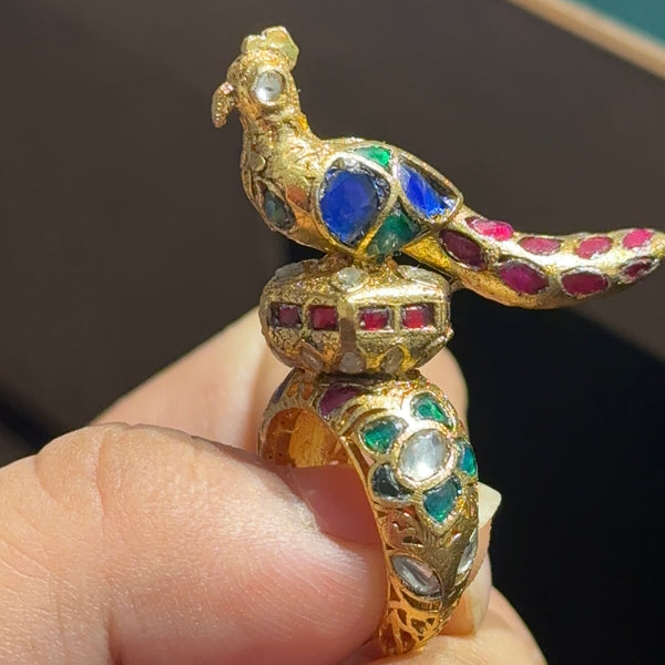 Peacock Jadau Ring