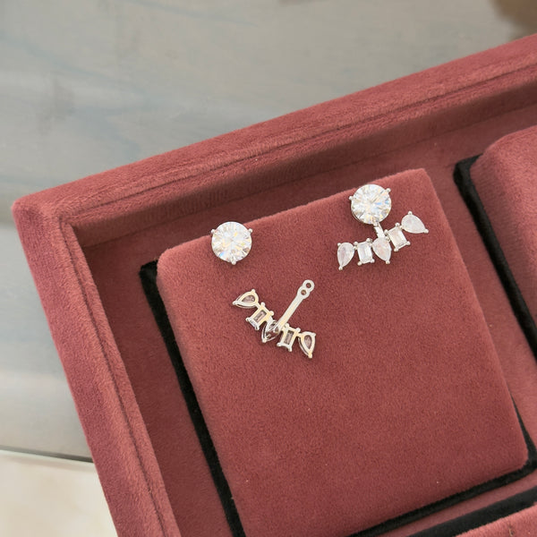 2 Style Rhodium Solitaire Studs